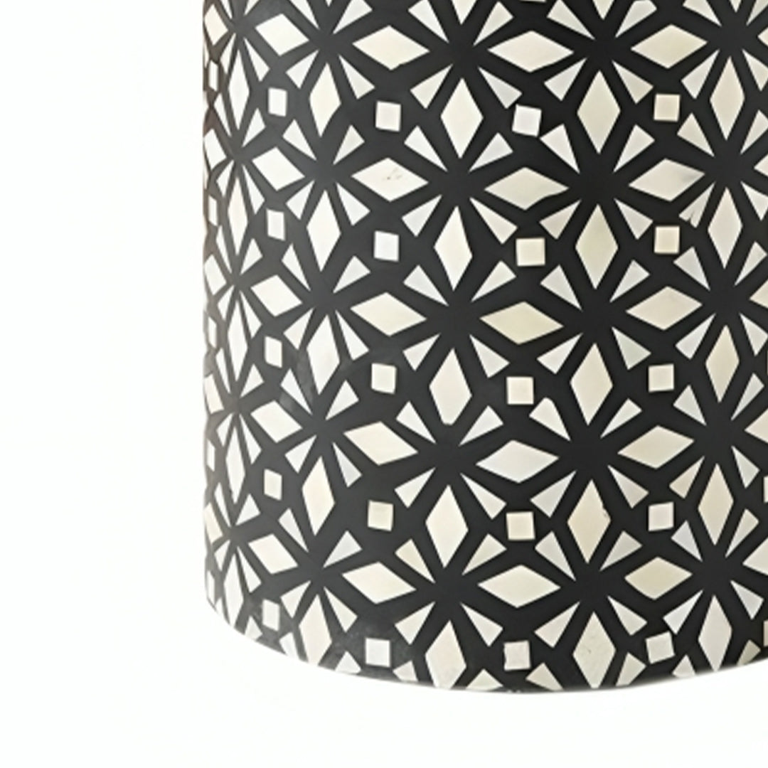 Bone Inlay Stools in black diamond pattern