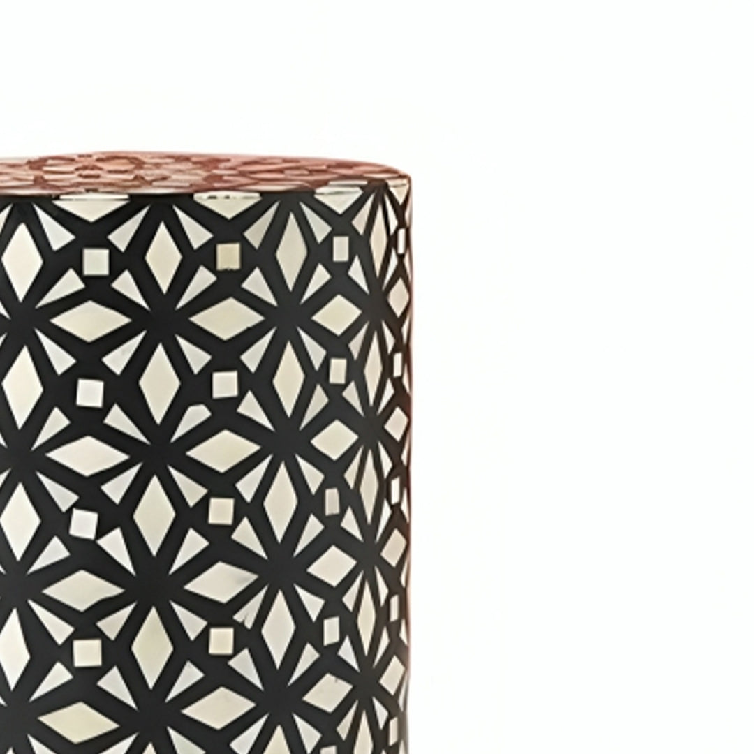 Bone Inlay Stools in black diamond pattern