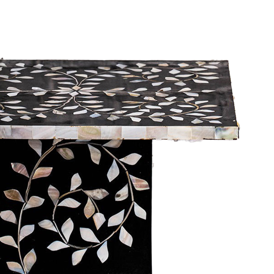 Mother Of Pearl Cake Stand In Black Floral Pattern