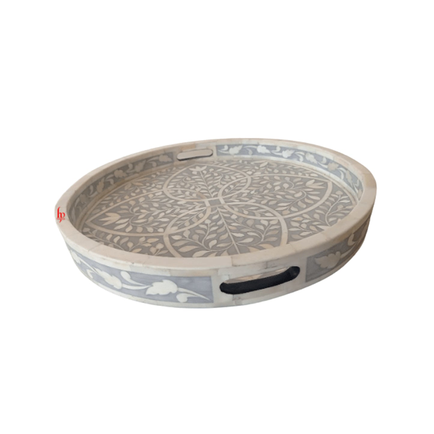 Handcrafted Bone Inlay Beautiful Decorative Round Serving Tray Home Dรฉcor Item