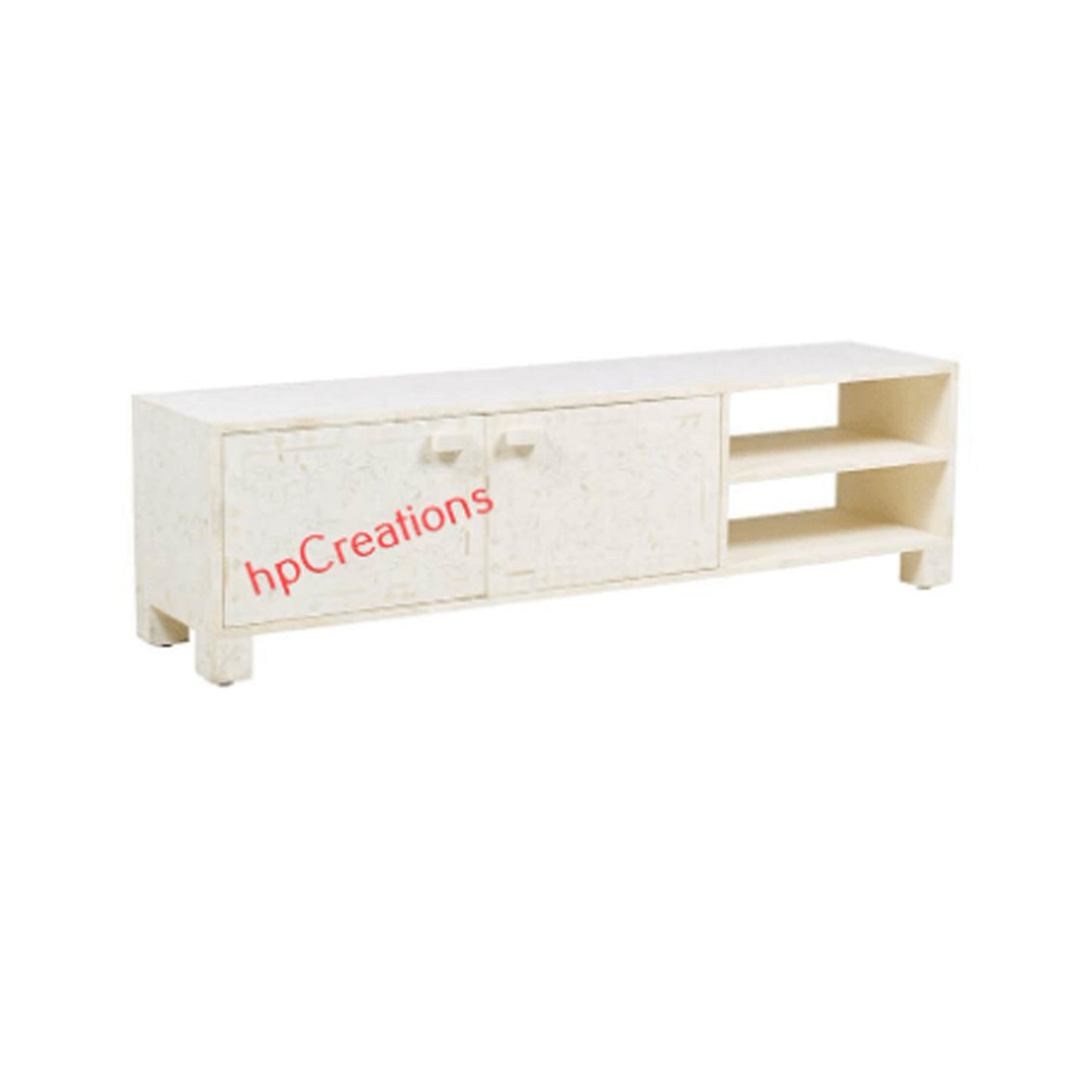 Personalized Handmade Bone Inlay Long Cabinet Floral Pattern