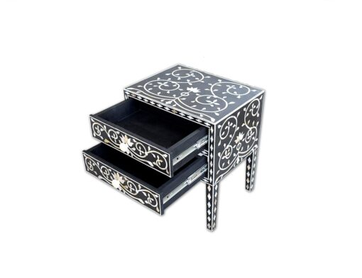 Personalized Mother of Pearl Antique Handmade Night Stand End table Furniture with Insurance