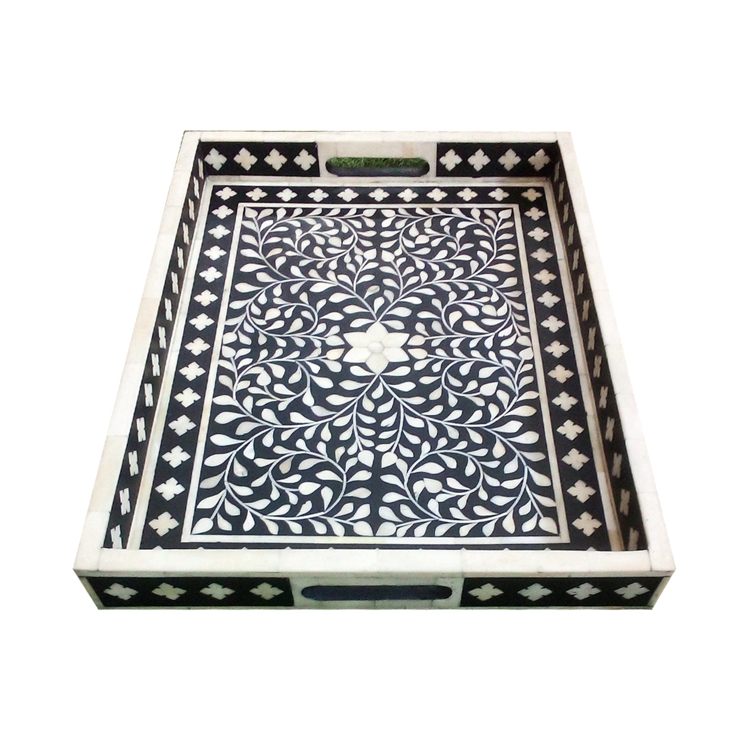 Handmade Bone Inlay Floral Rectangular Tray for Decor Best Gift For Any Occasion