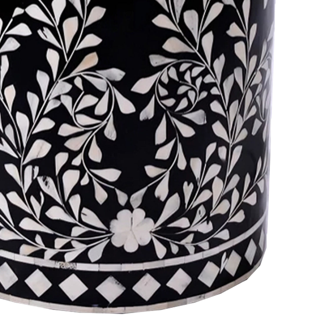 Bone Inlay Stool In Floral Pattern