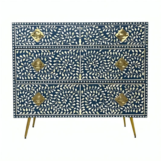 Mother Of pearl Inlay chest of drawers in floral pattern