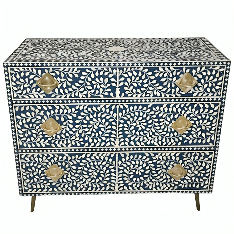 Mother Of pearl Inlay chest of drawers in floral pattern