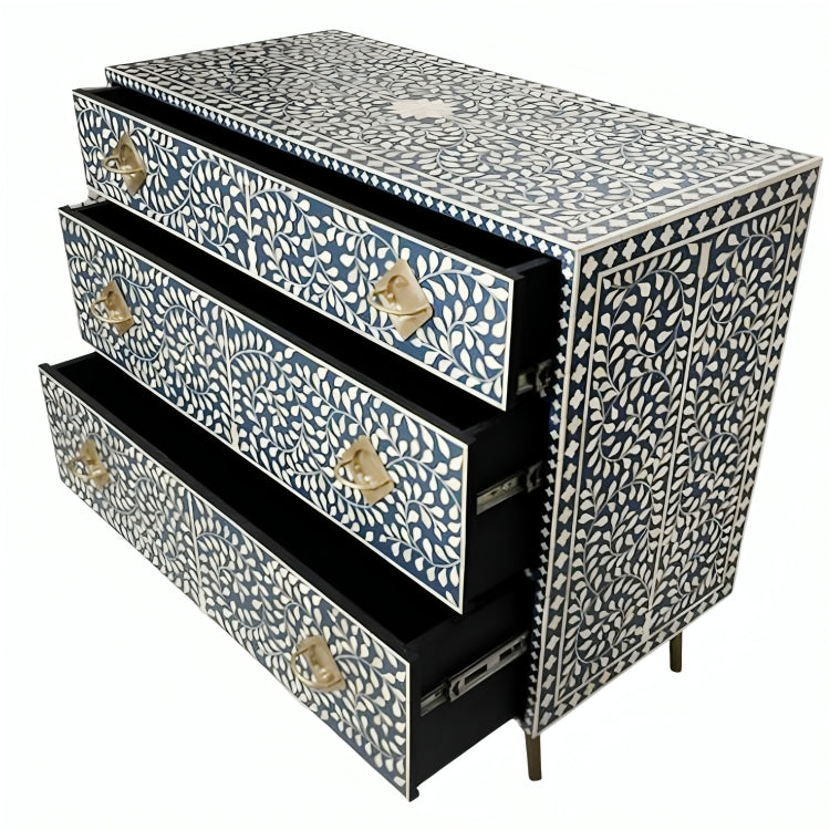 Mother Of pearl Inlay chest of drawers in floral pattern