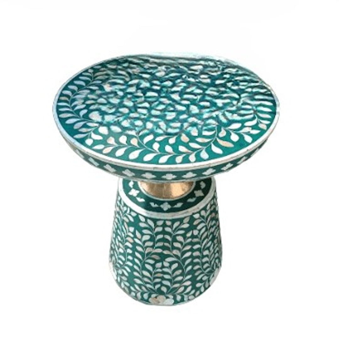 Personalized Mother of pearl Inlay Side Table Floral Pattern