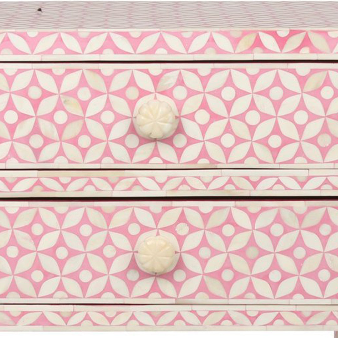 Bone Inlay Bedside Table in fish scale pattern