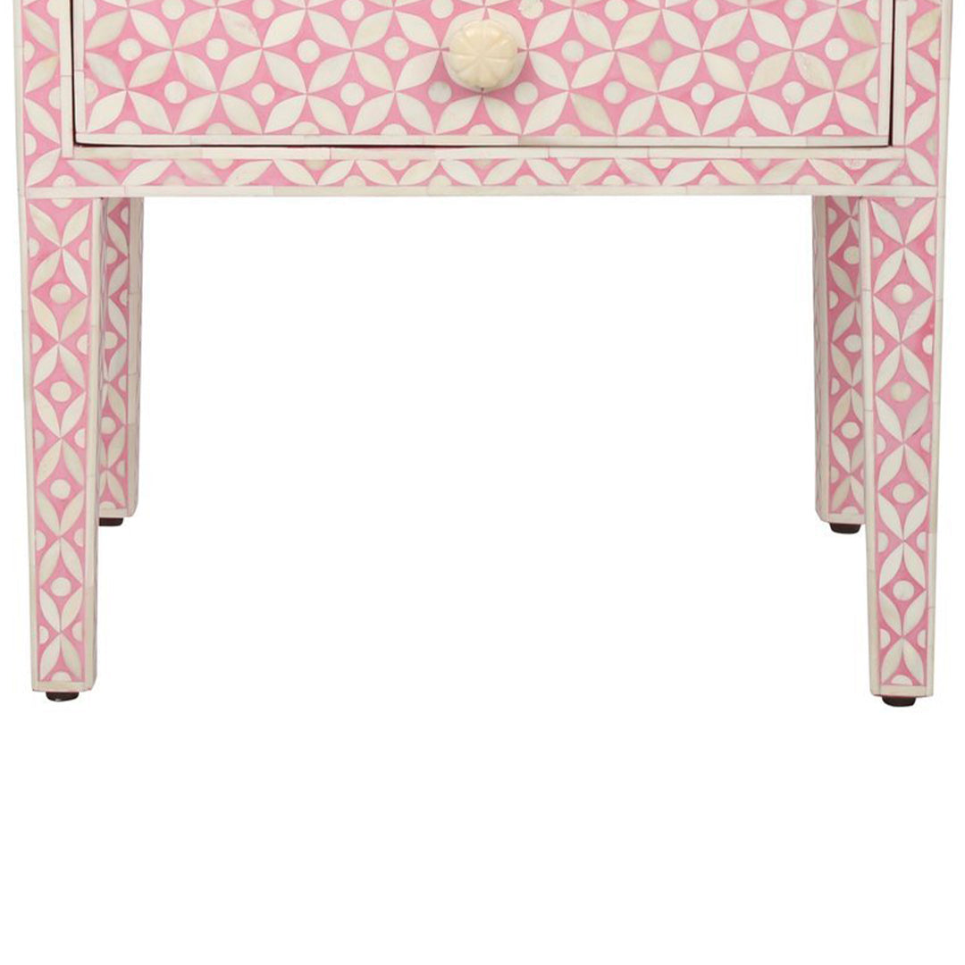 Bone Inlay Bedside Table in fish scale pattern