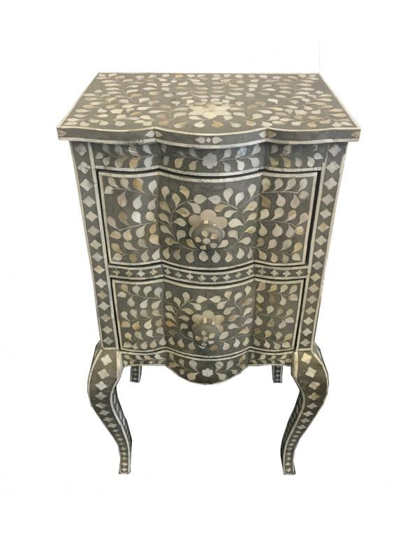 Personalized Mother of Pearl Antique Handmade Night Stand End table Furniture with Insurance