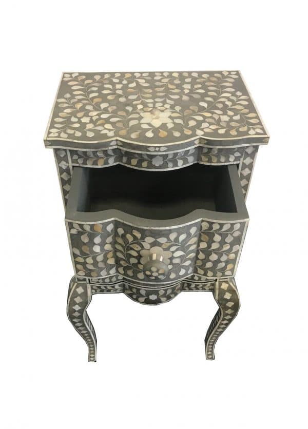 Personalized Mother of Pearl Antique Handmade Night Stand End table Furniture with Insurance