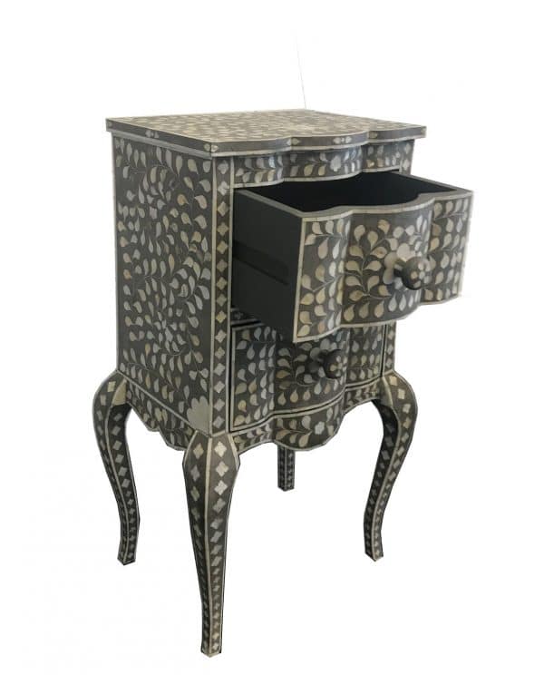 Personalized Mother of Pearl Antique Handmade Night Stand End table Furniture with Insurance