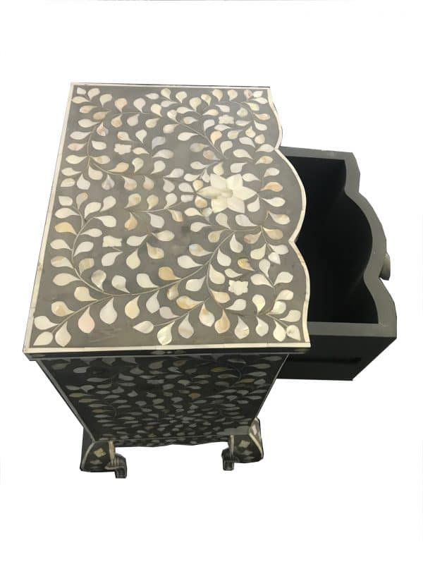 Personalized Mother of Pearl Antique Handmade Night Stand End table Furniture with Insurance