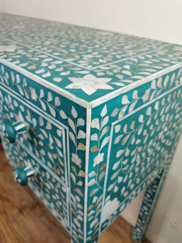 Handmade Customized Mother of Pearl 4 Drawer Console Table