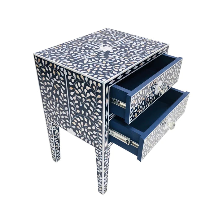 Personalized Mother of Pearl Antique Handmade Night Stand End table Furniture with Insurance