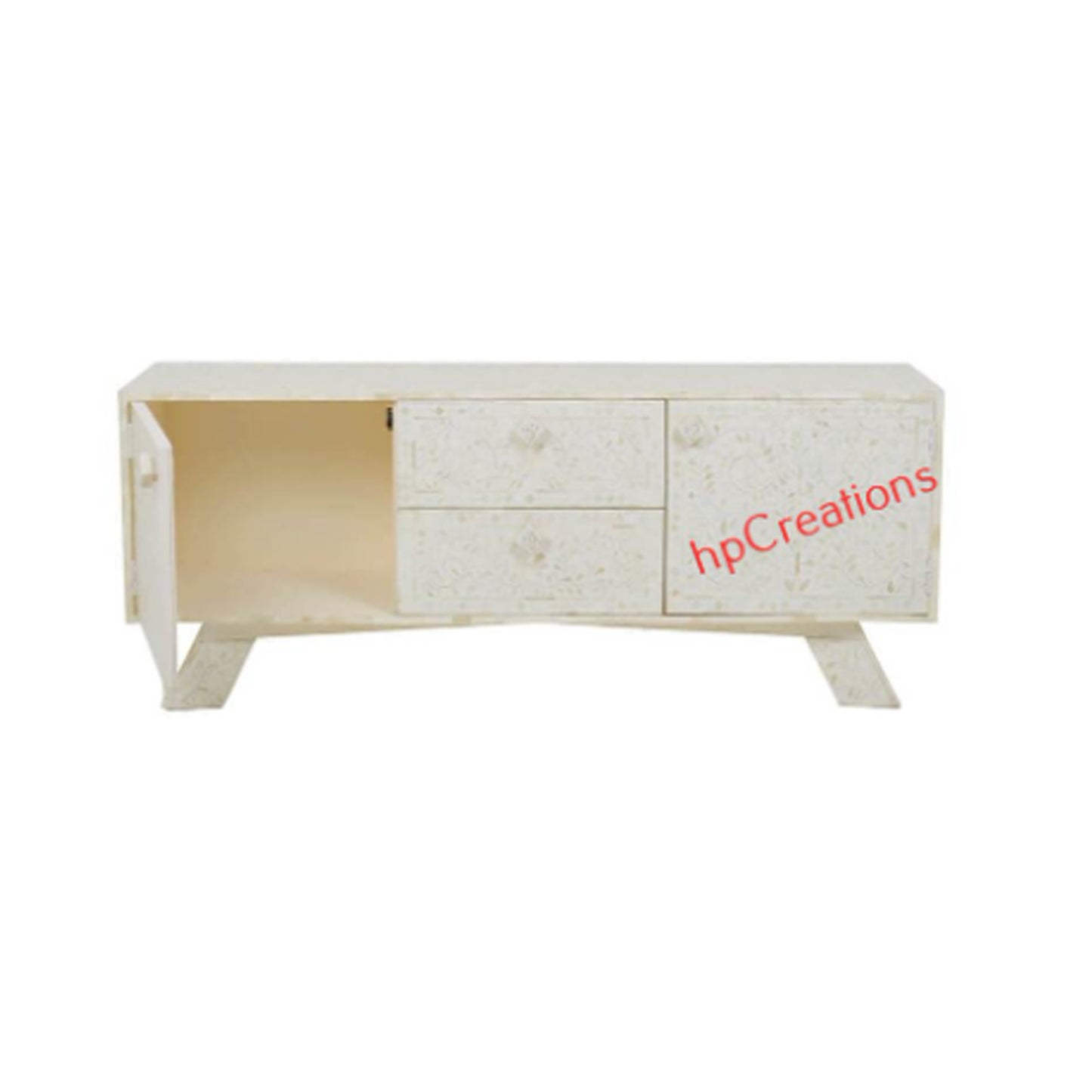 Personalized Handmade Bone Inlay Floral Cabinet