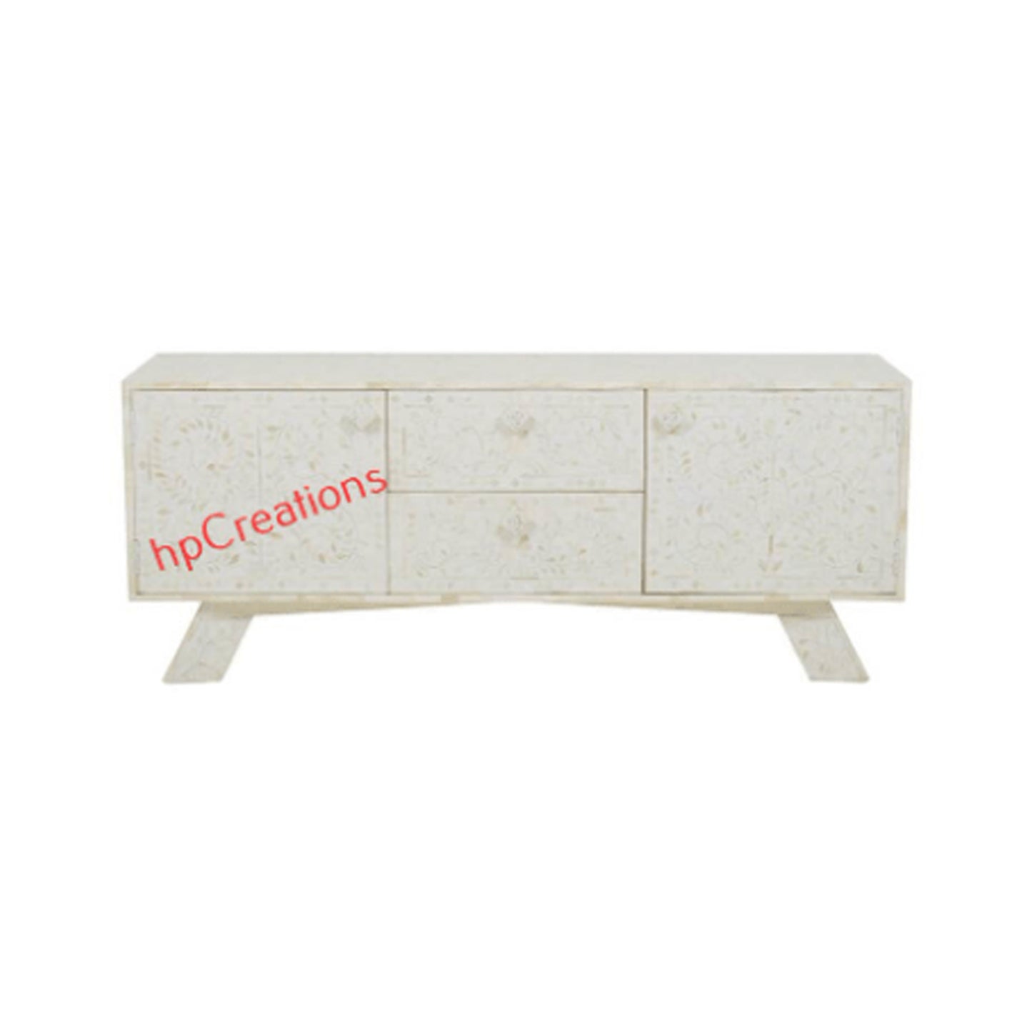Personalized Handmade Bone Inlay Floral Cabinet