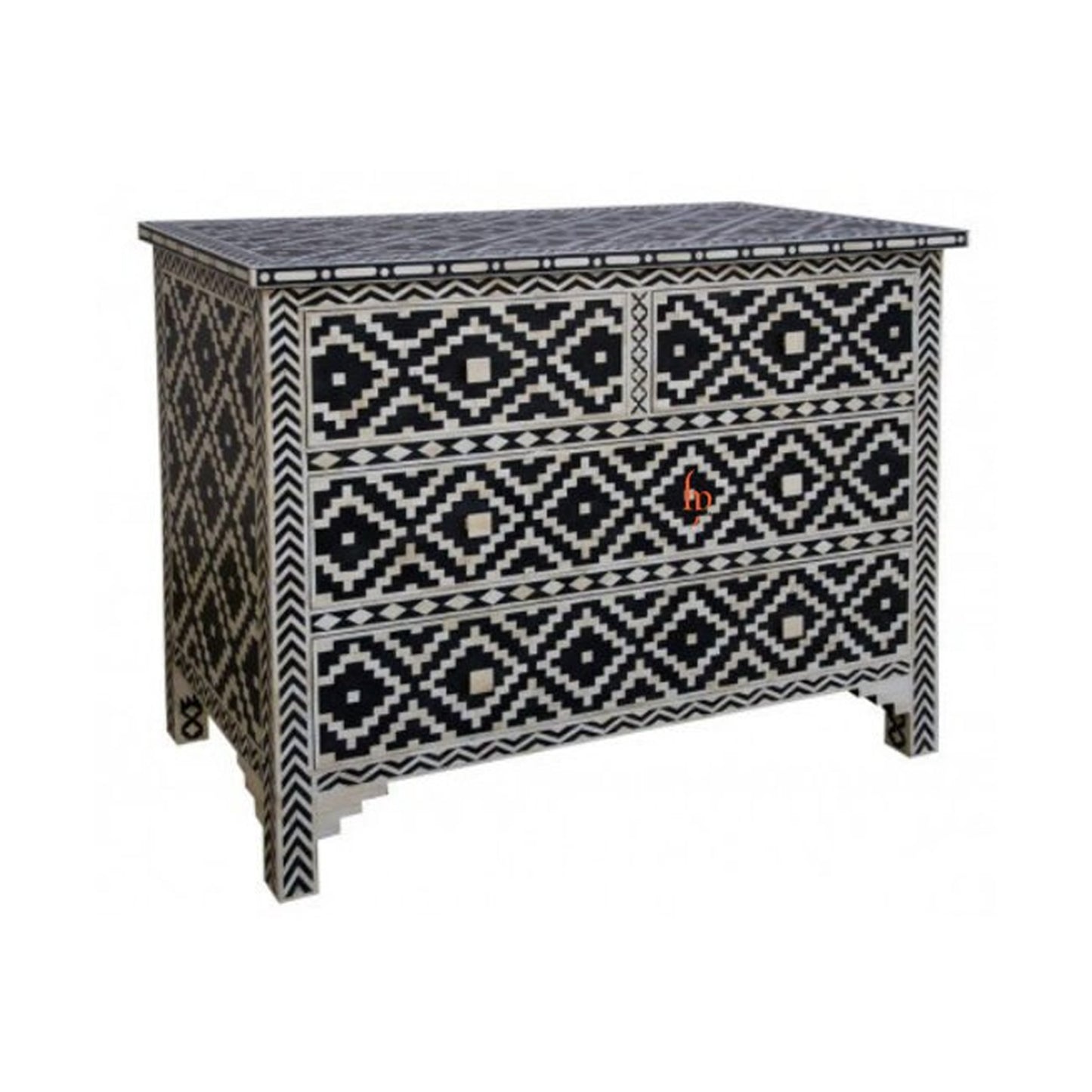 Personalized Handmade Bone Inlay Chest Of 4 Drawers Beautifully Crafted Home Decor Inlay Furniture