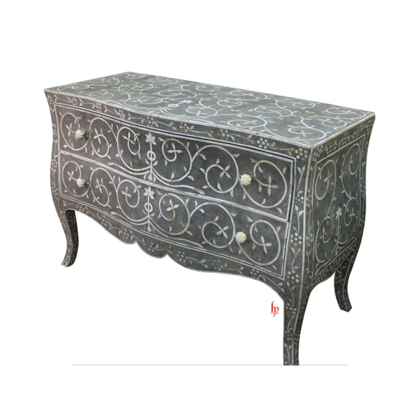 Handmade Bone Inlay Chest of 2 Drawers Beautifully Crafted Home Décor Inlay Furniture Decorative Living Table