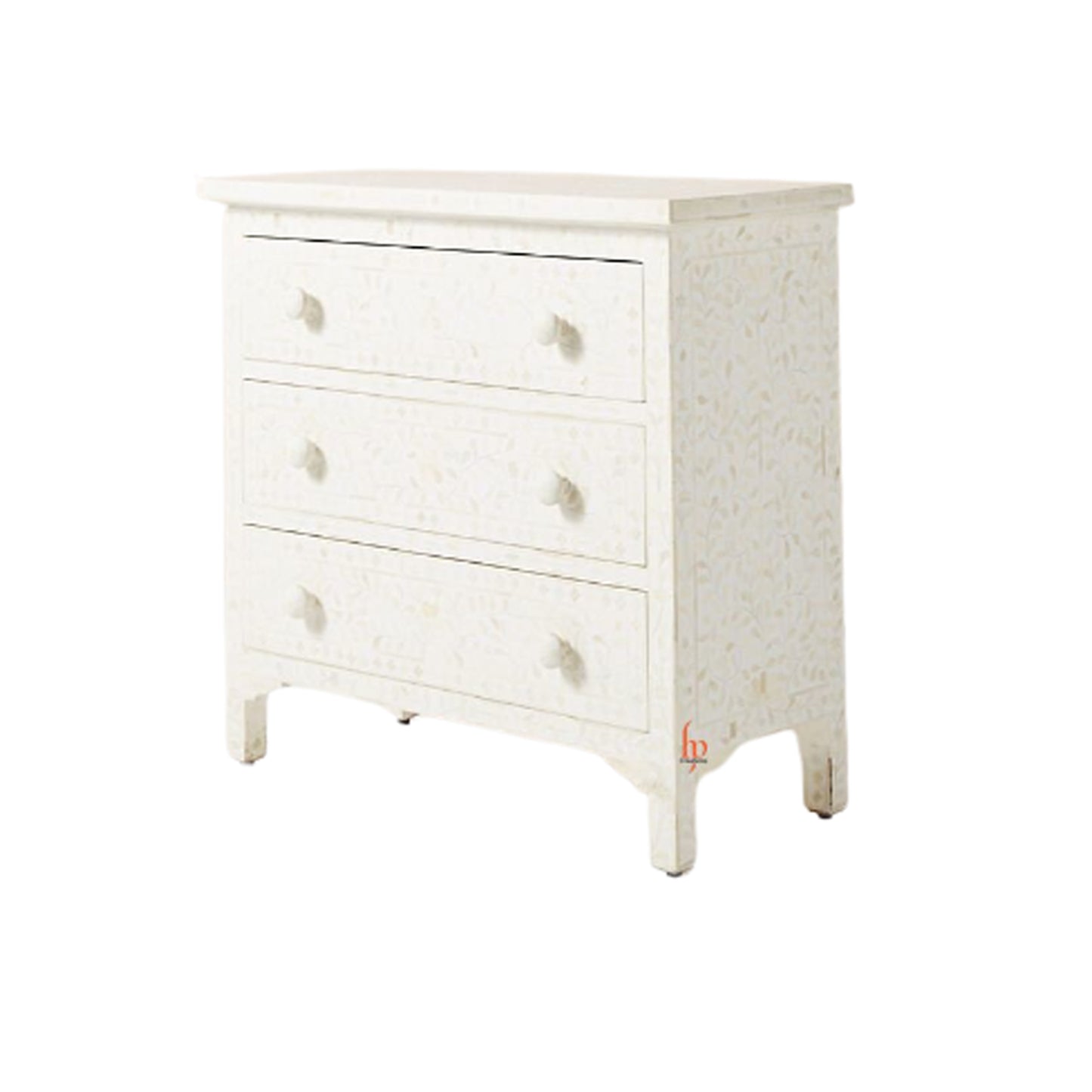 Handmade Bone Inlay Chest Of 3 Drawers Beautifully Crafted Home Decor Furniture Decorative Floral Design Living Room Table