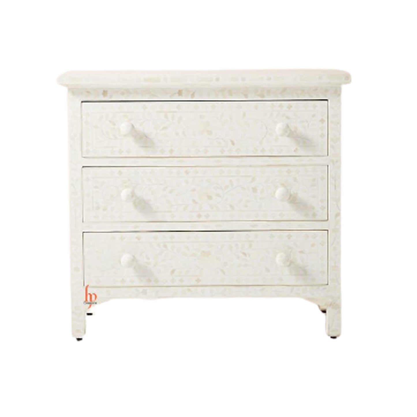 Handmade Bone Inlay Chest Of 3 Drawers Beautifully Crafted Home Decor Furniture Decorative Floral Design Living Room Table
