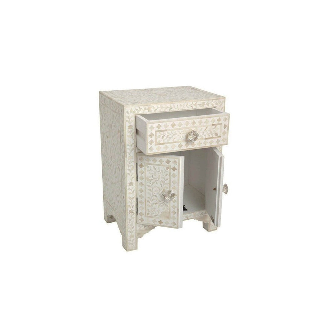 Personalized Handmade Bone Inlay Bedside Table for Home Decor