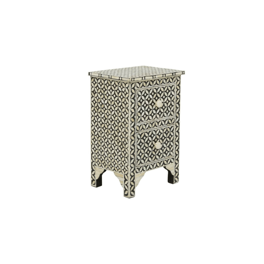 Personalized Bone Inlay Supreme Small Bedside Table Star Eye Design