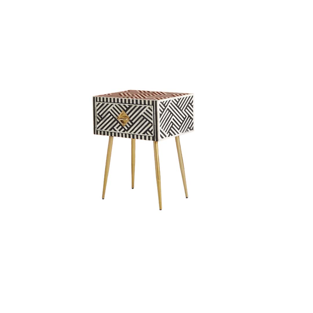 Personalized Bone Inlay Bedside Table Home Decor Purpose Attractive Design Beautifully Crafted Bedside Table