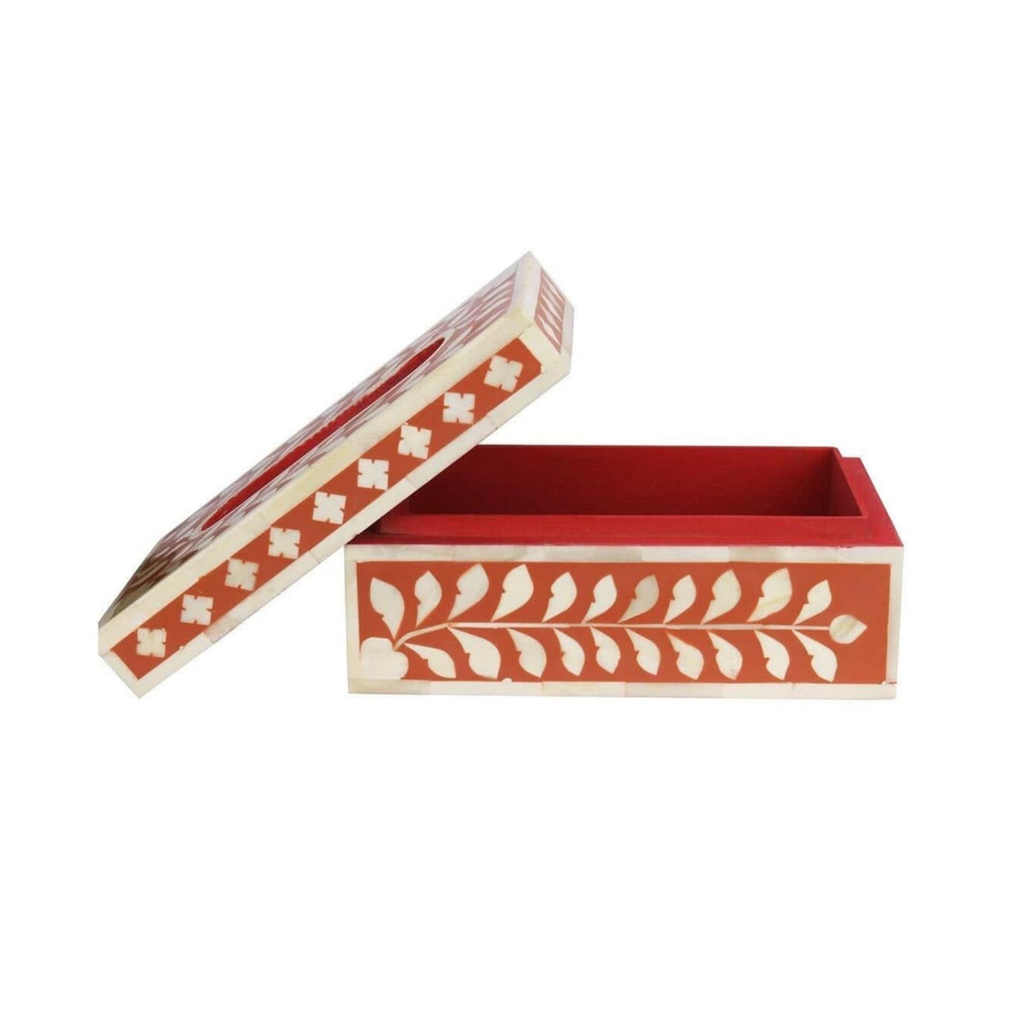 Customized Handmade Bone Inlay Floral Pattern Tissue Box