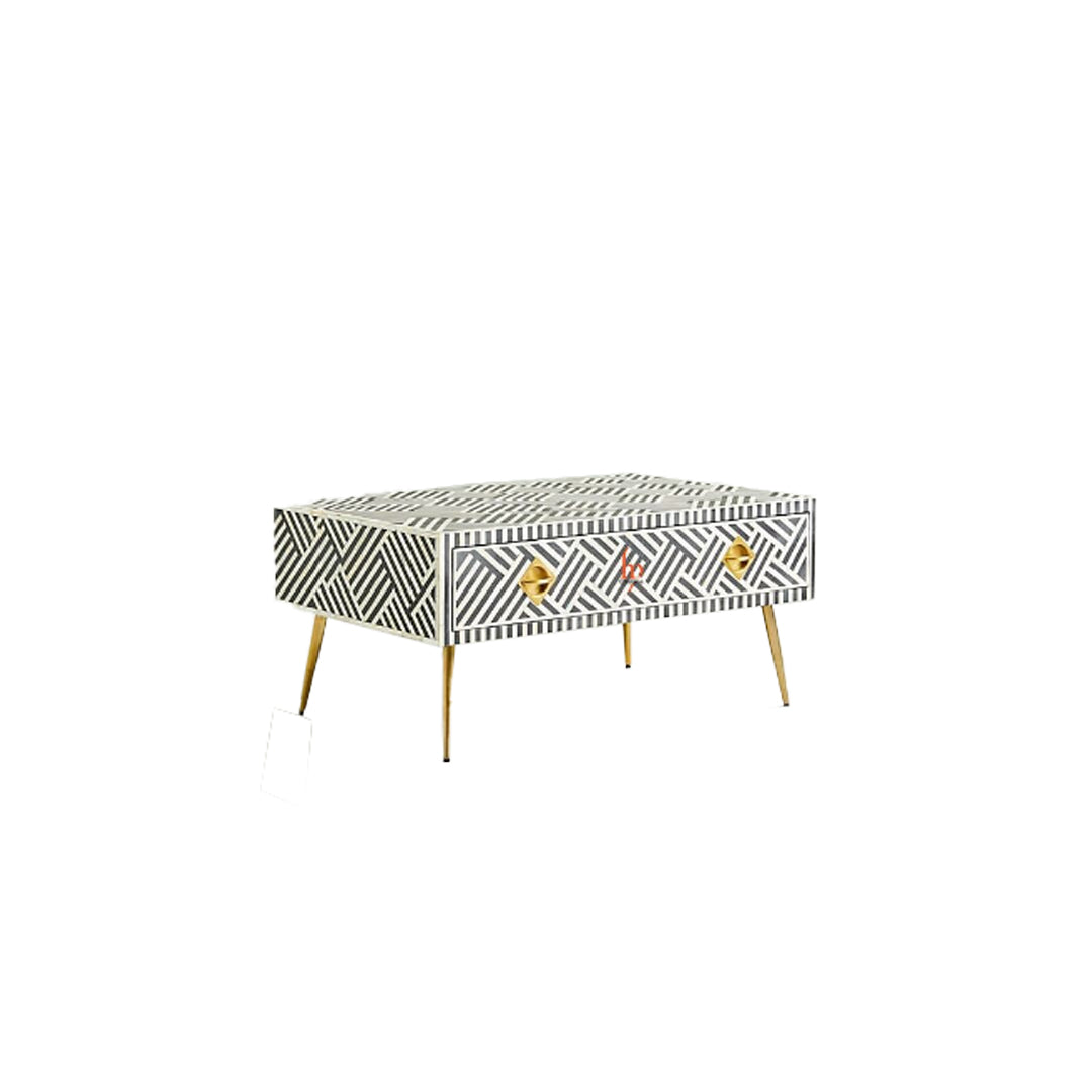 Personalized Bone Inlay Coffee Table Elegant Stripe Design Stunning Look Best Home Decor Furniture