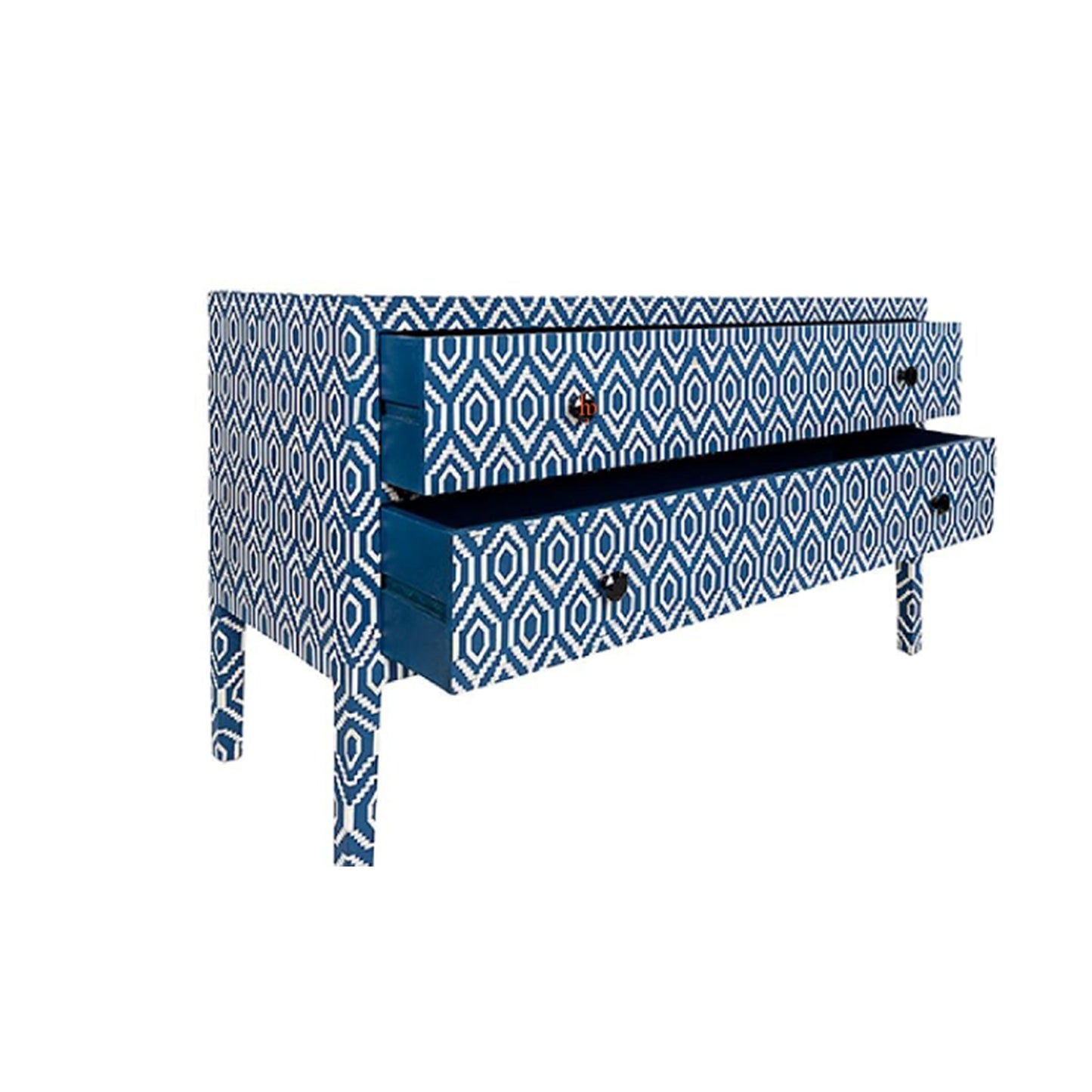 Handmade Bone Inlay Console 2 Drawer Beautiful Geometric Design Attractive Entrance Table Living Room Console Study Table