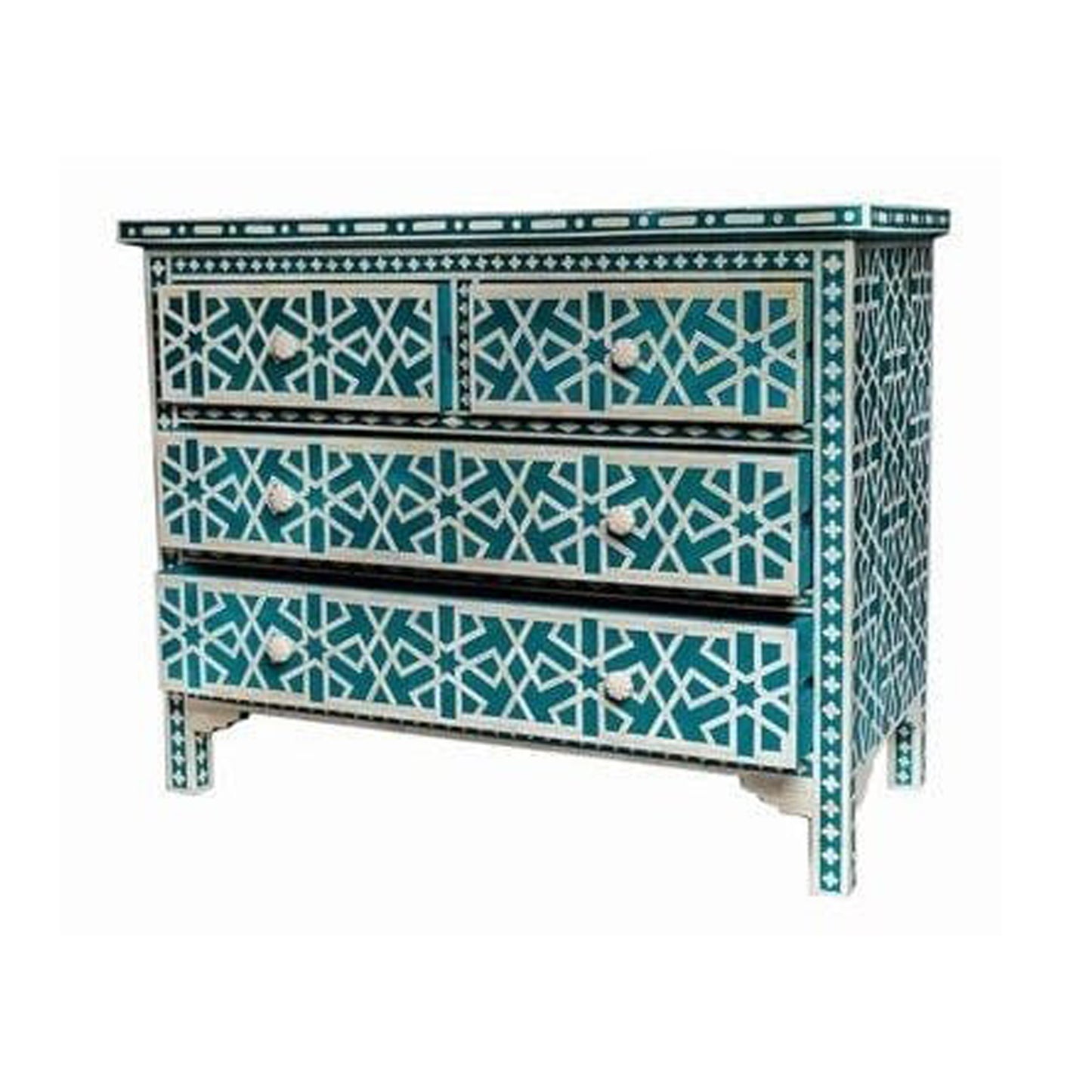 Handmade Customized Bone Inlay Chest of 4 Drawer