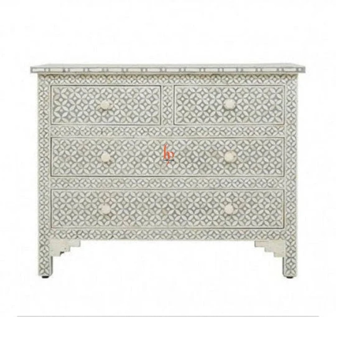 Personalized Bone Inlay Chest Of 4 Drawers Commode Modern Design Grey Home Decor Inlay Storage Furniture