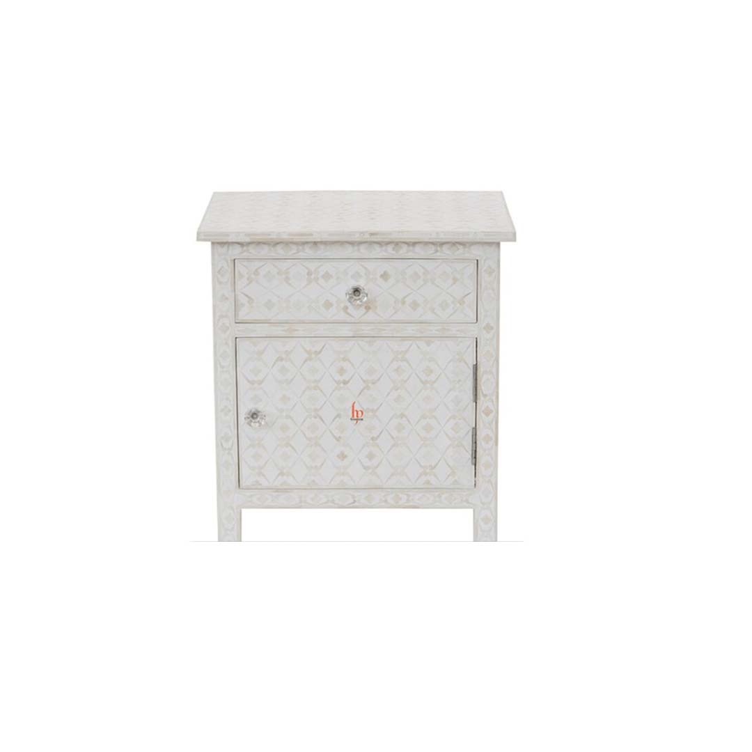 Personalized Handmade Bone Inlay Set Of 2 Bedside Tables Home Decor Furniture Attractive Floral Design Entrance Tables