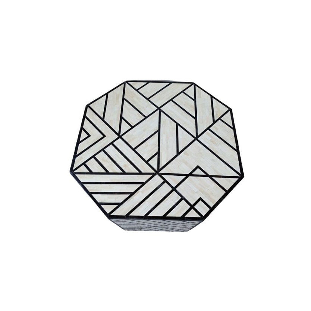 Handmade Customized Bone Inlay Octagonal Coffee Table for Home and Office