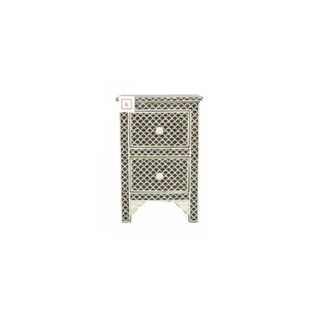 Personalized Handmade Bone Inlay Set Of 2 Bedside Tables Home Decor Furniture Attractive Floral Design Entrance Tables