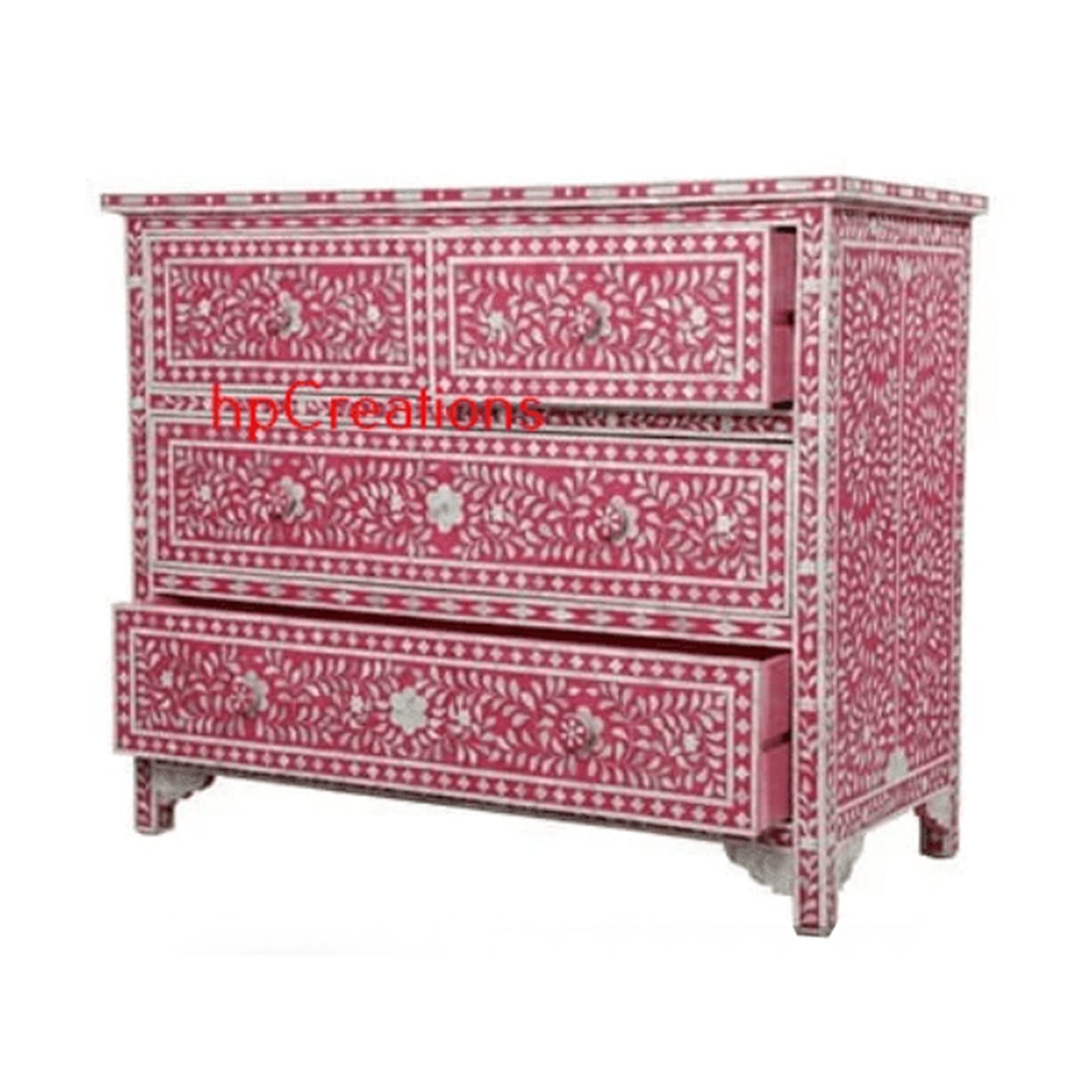 Handmade Bone Inlay Chest Of Drawers With Four Drawer by hpCreations