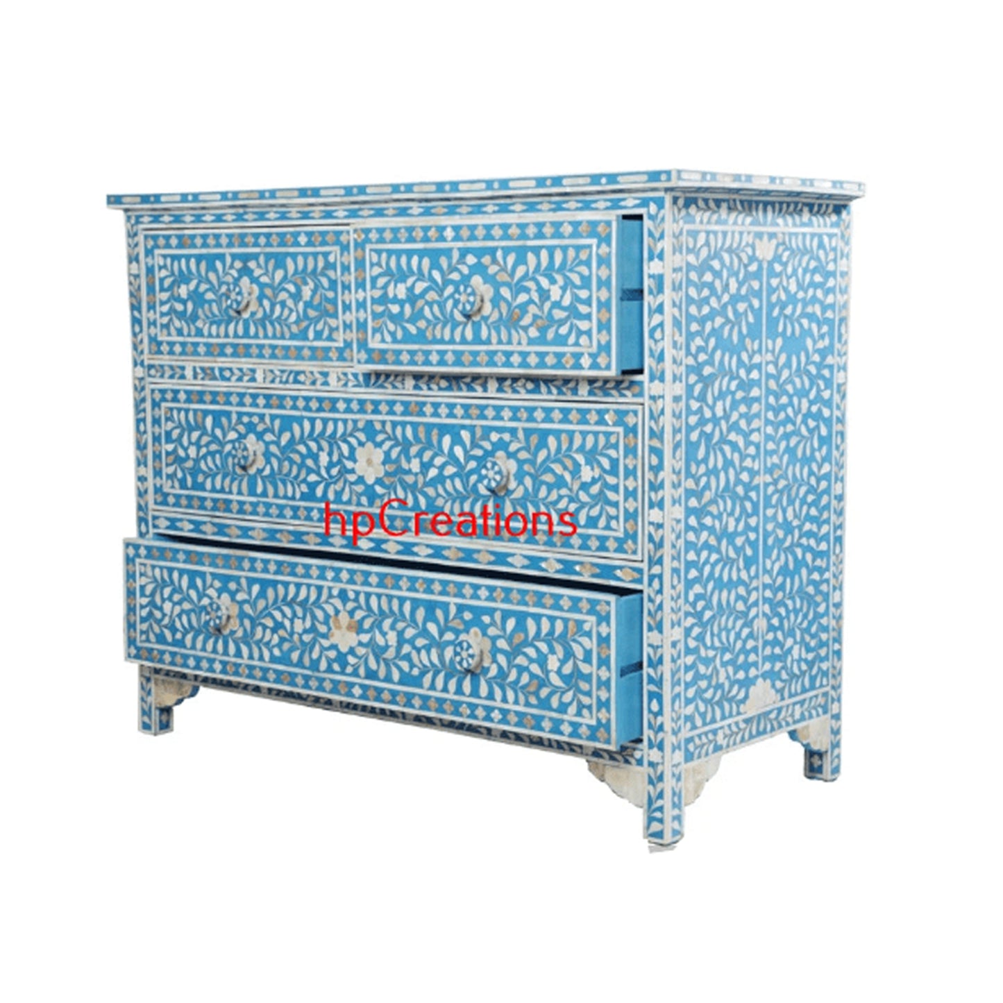 Handmade Bone Inlay Chest Of Drawers With Four Drawer by hpCreations