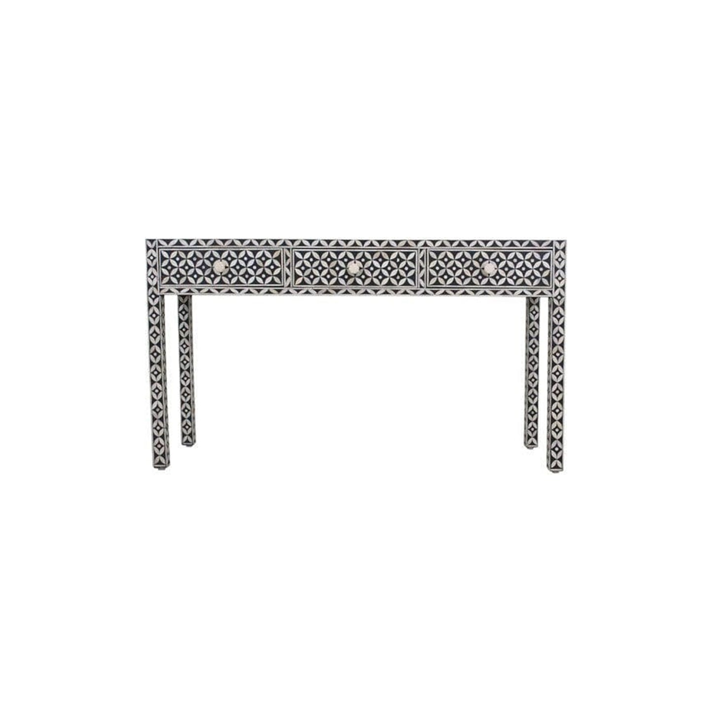 Handmade Customized Bone Inlay Star Eye Pattern 3 Drawer Console Table
