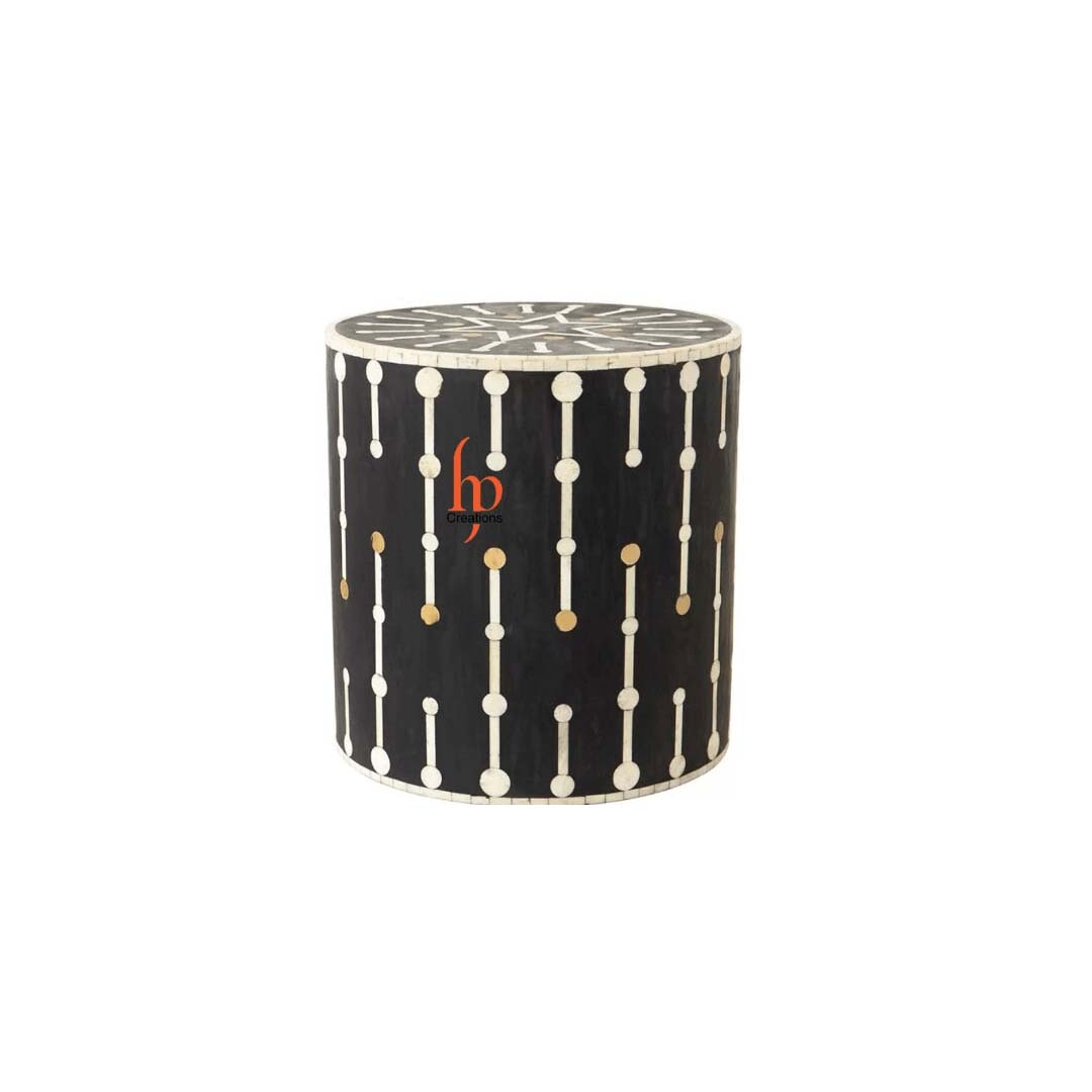 Personalized Handmade Antique Designer Bone Inlay side table dots pattern