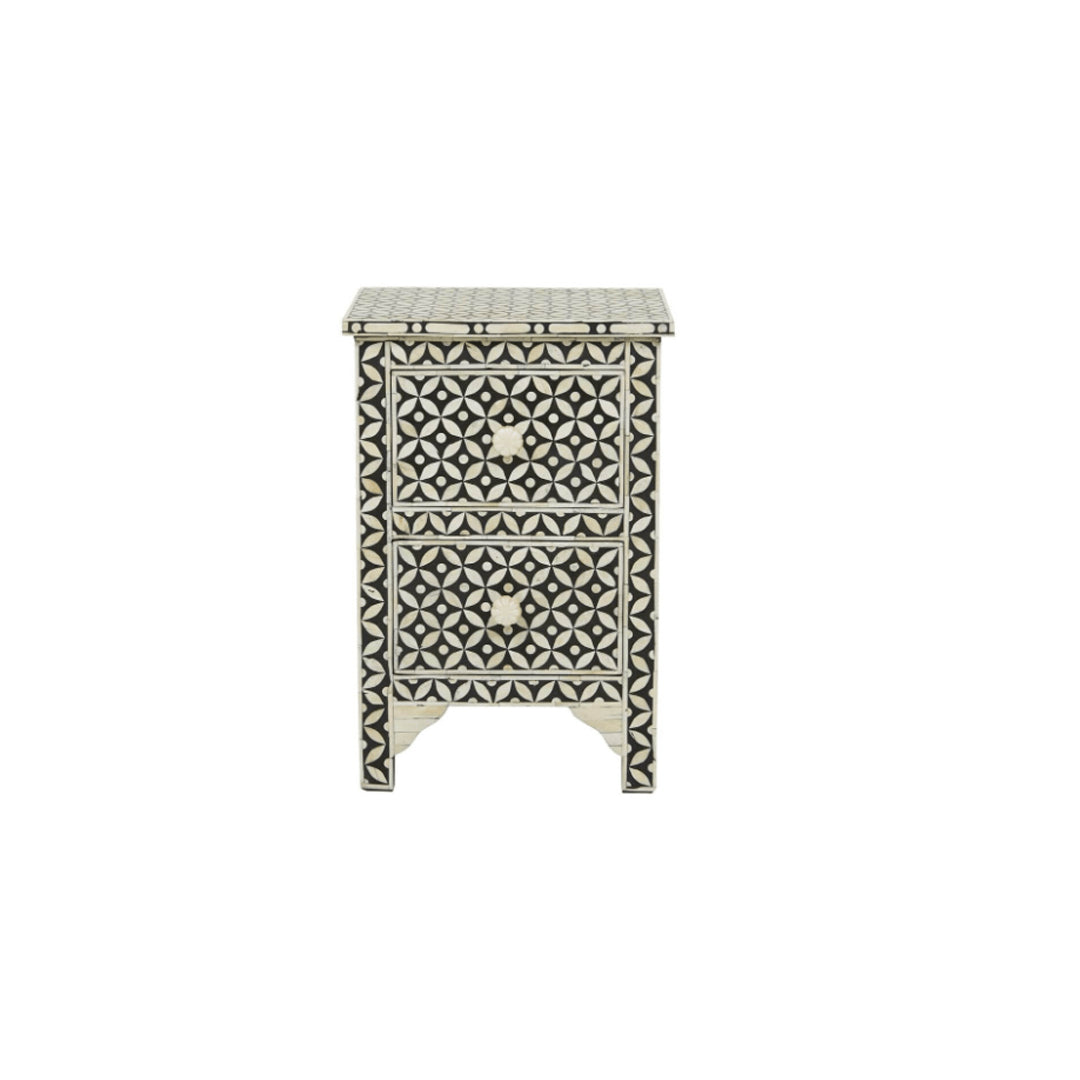 Personalized Bone Inlay Supreme Small Bedside Table Star Eye Design