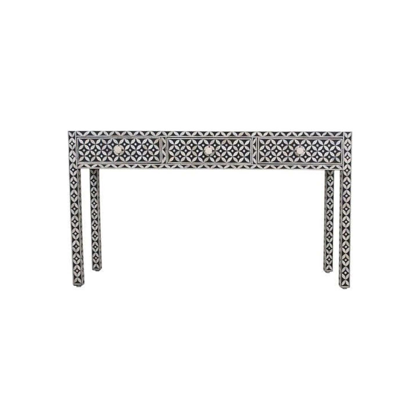 Handmade Customized Bone Inlay Star Eye Pattern 3 Drawer Console Table
