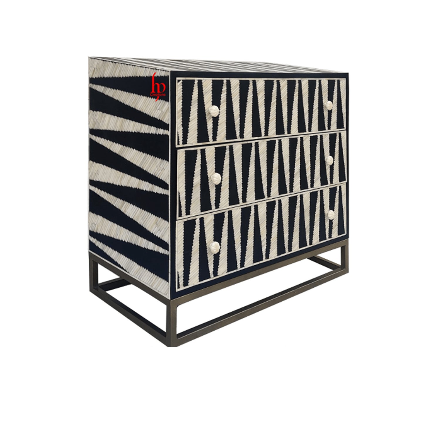 Hand-Applied Bone Inlay Chest Of 3 Drawers Home Décor Inlay Furniture