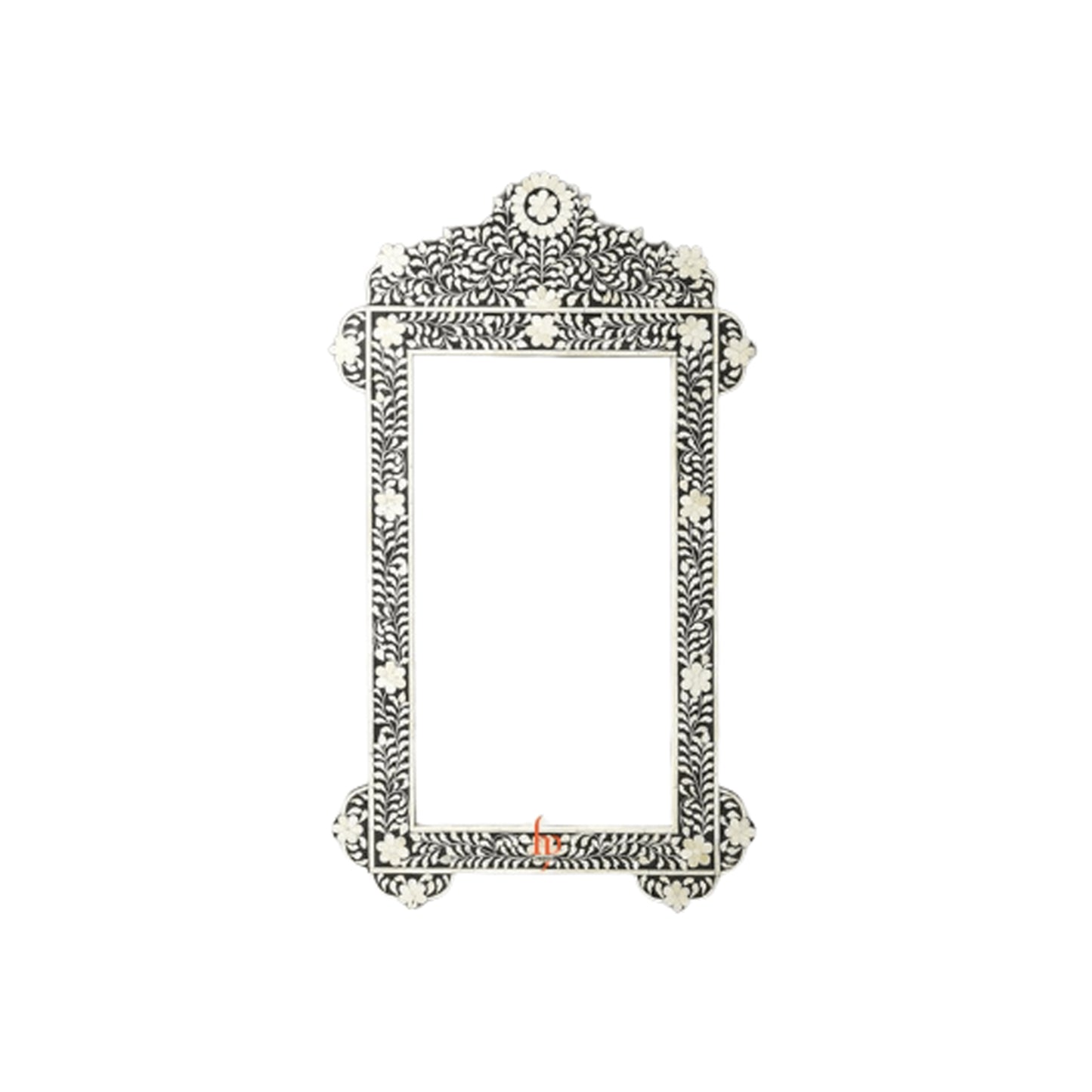Bone Inlay Scalloped Mirror Black Home Decor Mirror Living Room Mirror