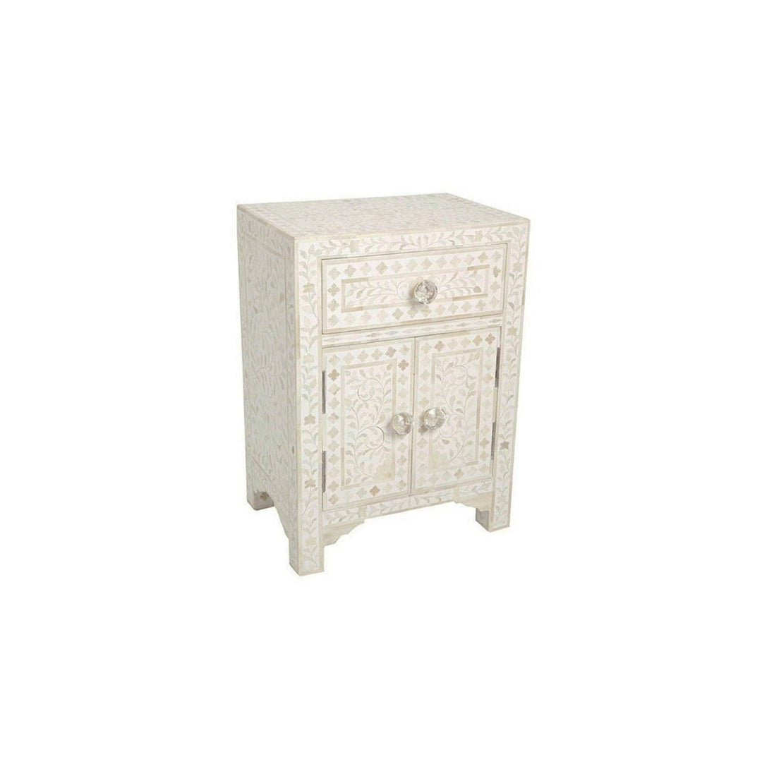 Personalized Handmade Bone Inlay Bedside Table for Home Decor