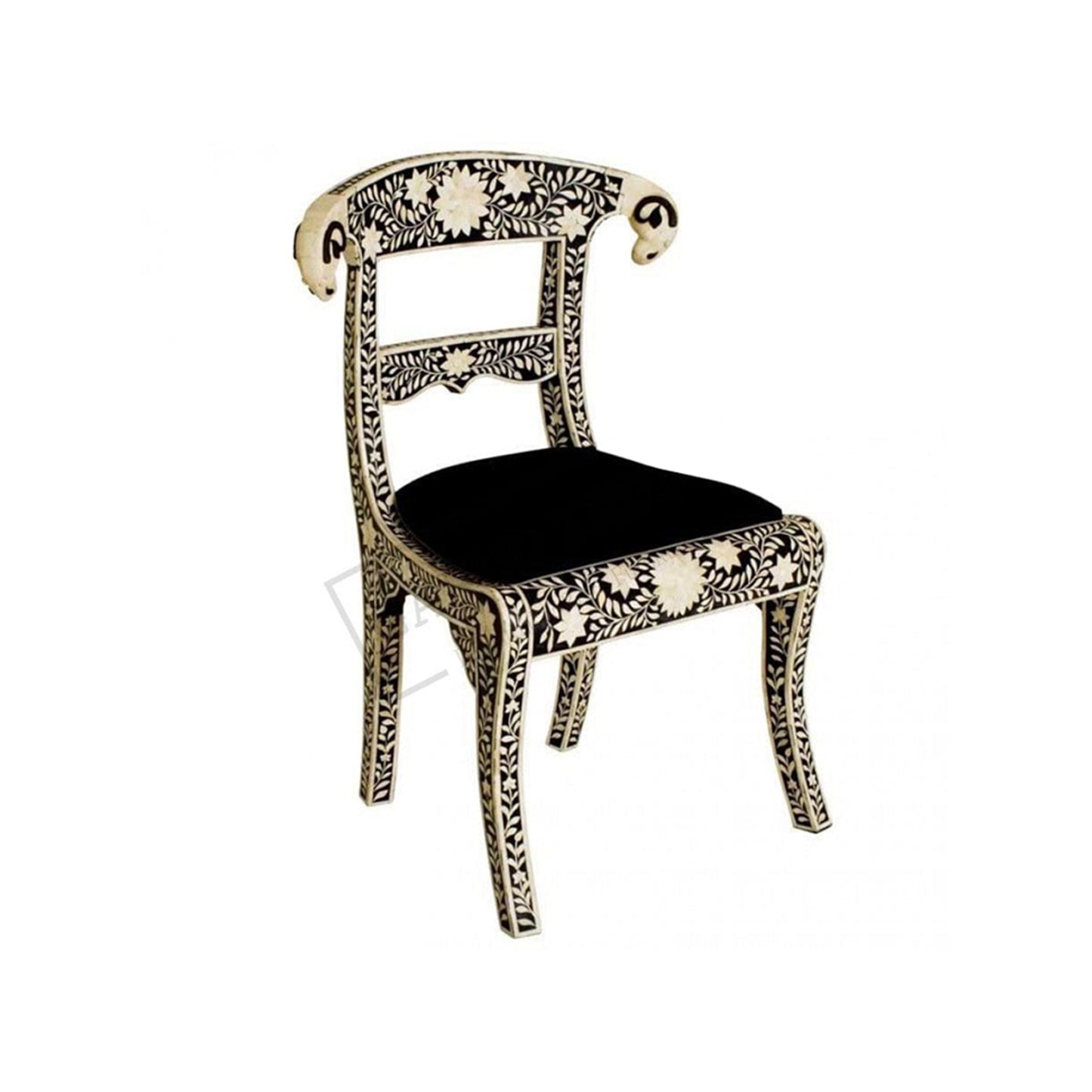Personalized Handmade Bone Inlay Chair Beautiful Floral Design Best For Home Decor