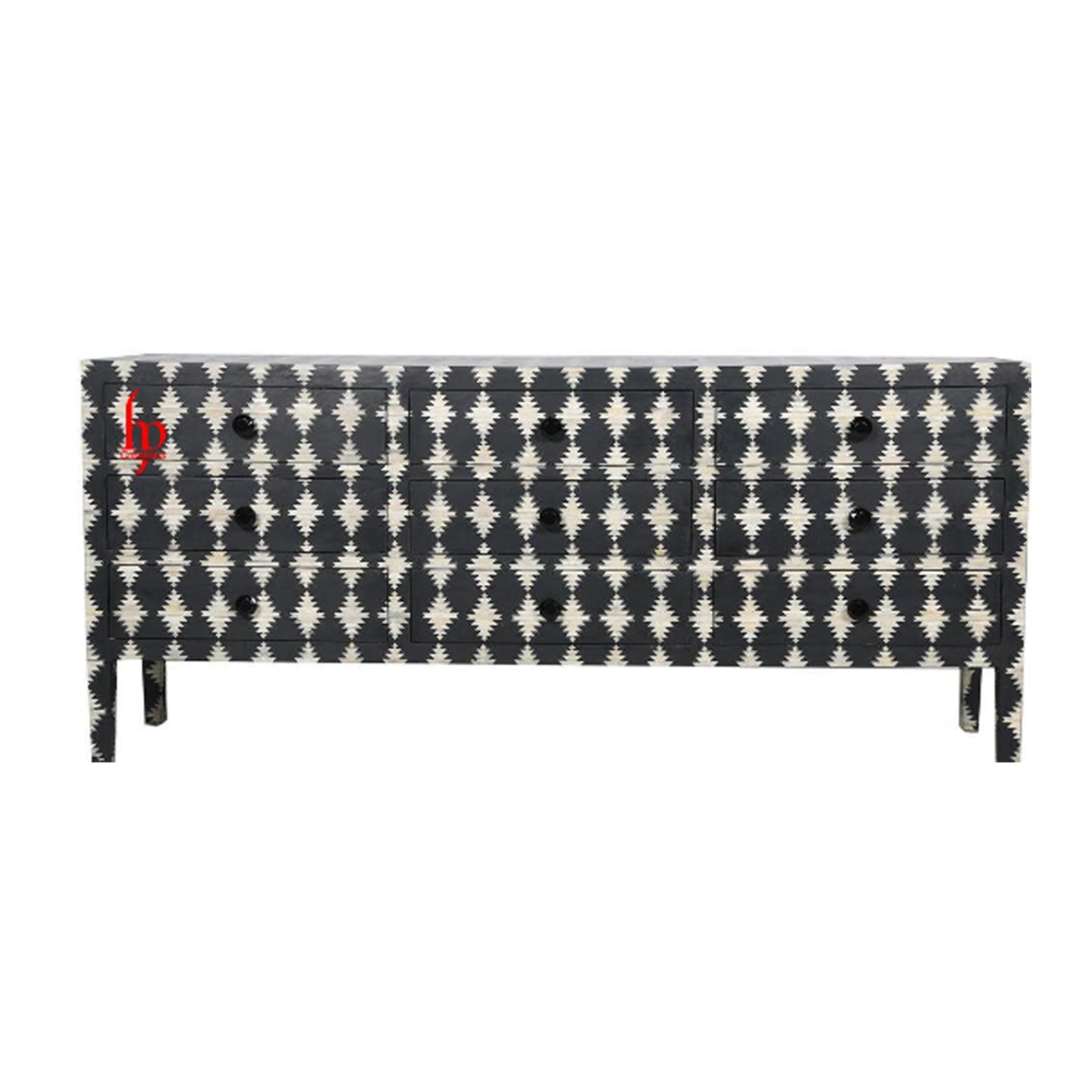 Hand Crafted Bone Inlay Nine Drawer Chest Perfect Hand Décor