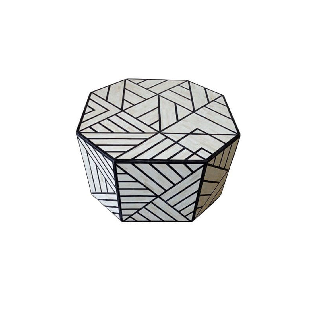 Handmade Customized Bone Inlay Octagonal Coffee Table for Home and Office