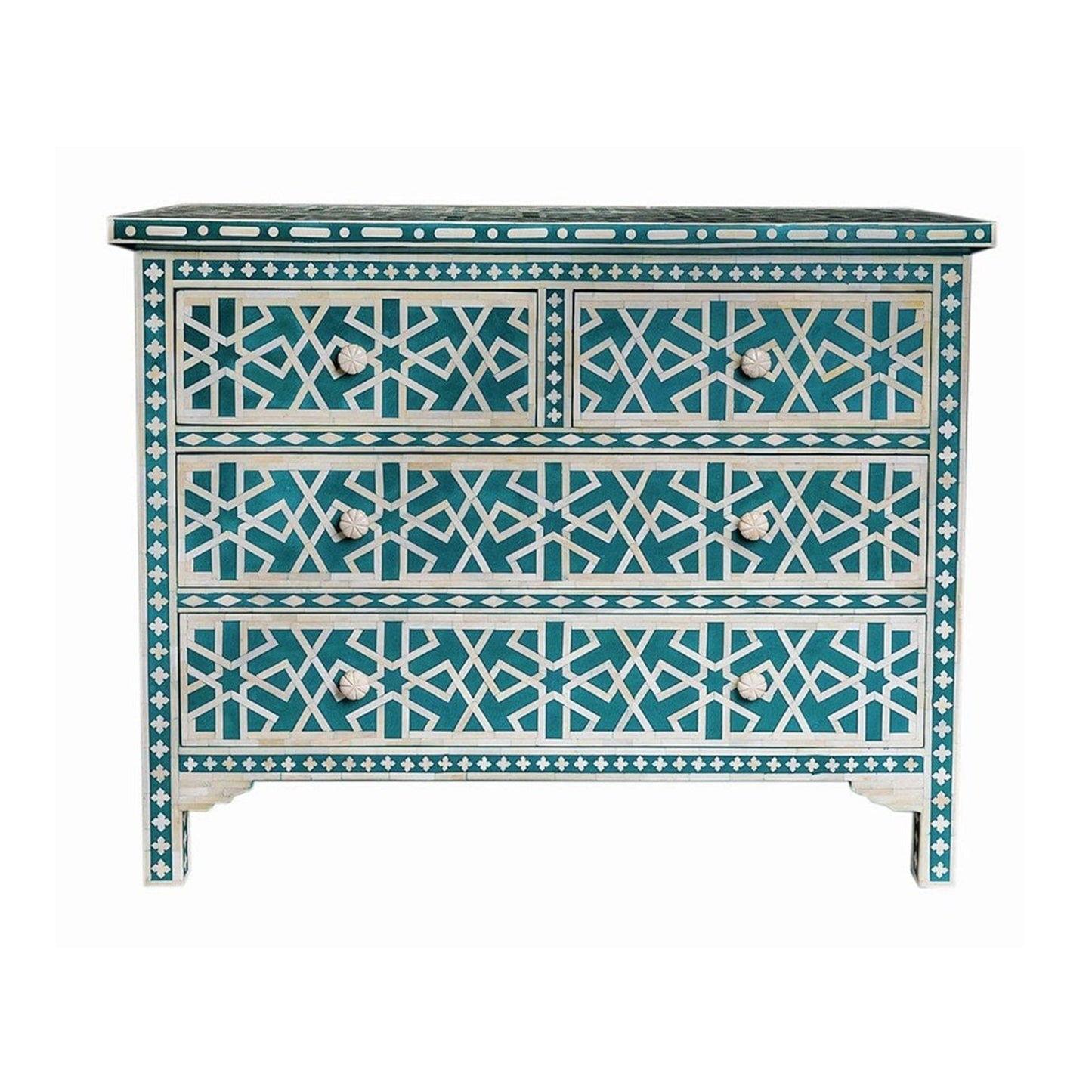 Handmade Customized Bone Inlay Chest of 4 Drawer
